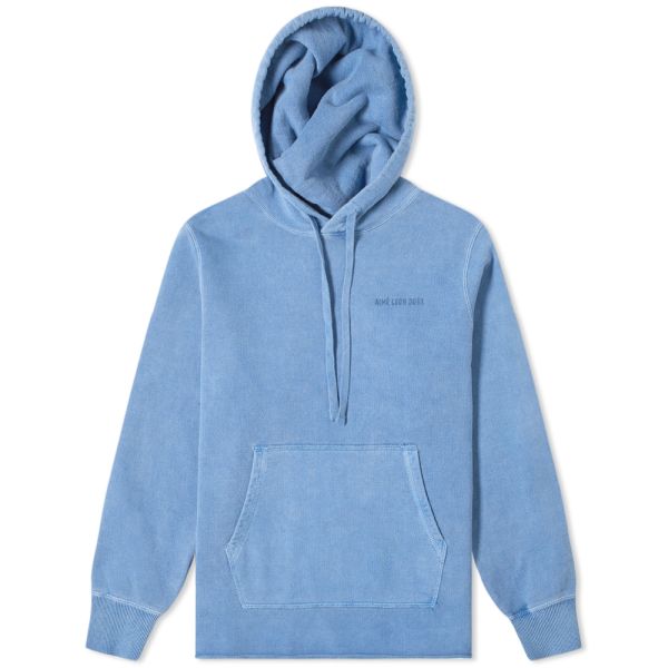 AIME LEON DORE Slate Blue Cotton Distressed Logo Hoodie Sweatshirt  